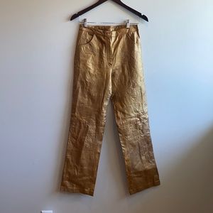 Randolph Duke Gold Metallic Real Leather Pants